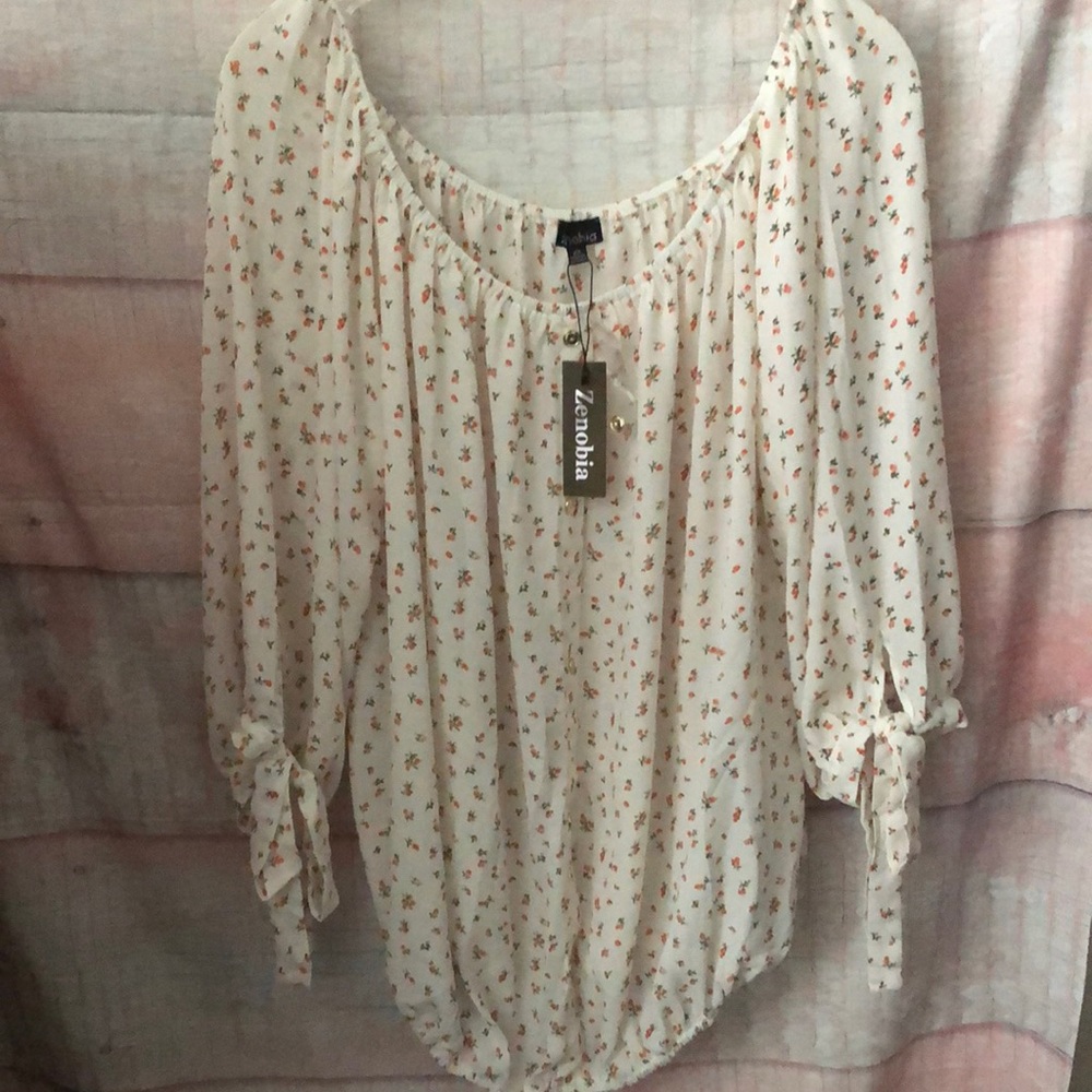 Gorgeous Zenobia boho on/off shoulder blouse 2x NWT dainty floral print